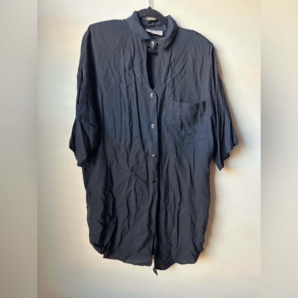 Ladybug Authentic Women’s Black Shirt Dress Size XL Oversized Lagenlook Vintage